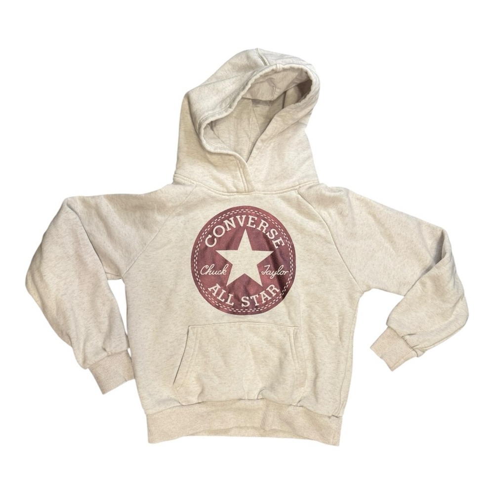 Converse Kids Beige Hoodie with Maroon Logo